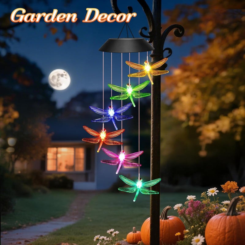 Winzwon Birthday Gifts for Mom Grandma Wife, Solar Lights Outdoor Wind Chimes for Outside Garden Yard Patio Porch Deck Hanging Decor Dragonfly Gifts for Women Her Easter Mothers Day - Image 4